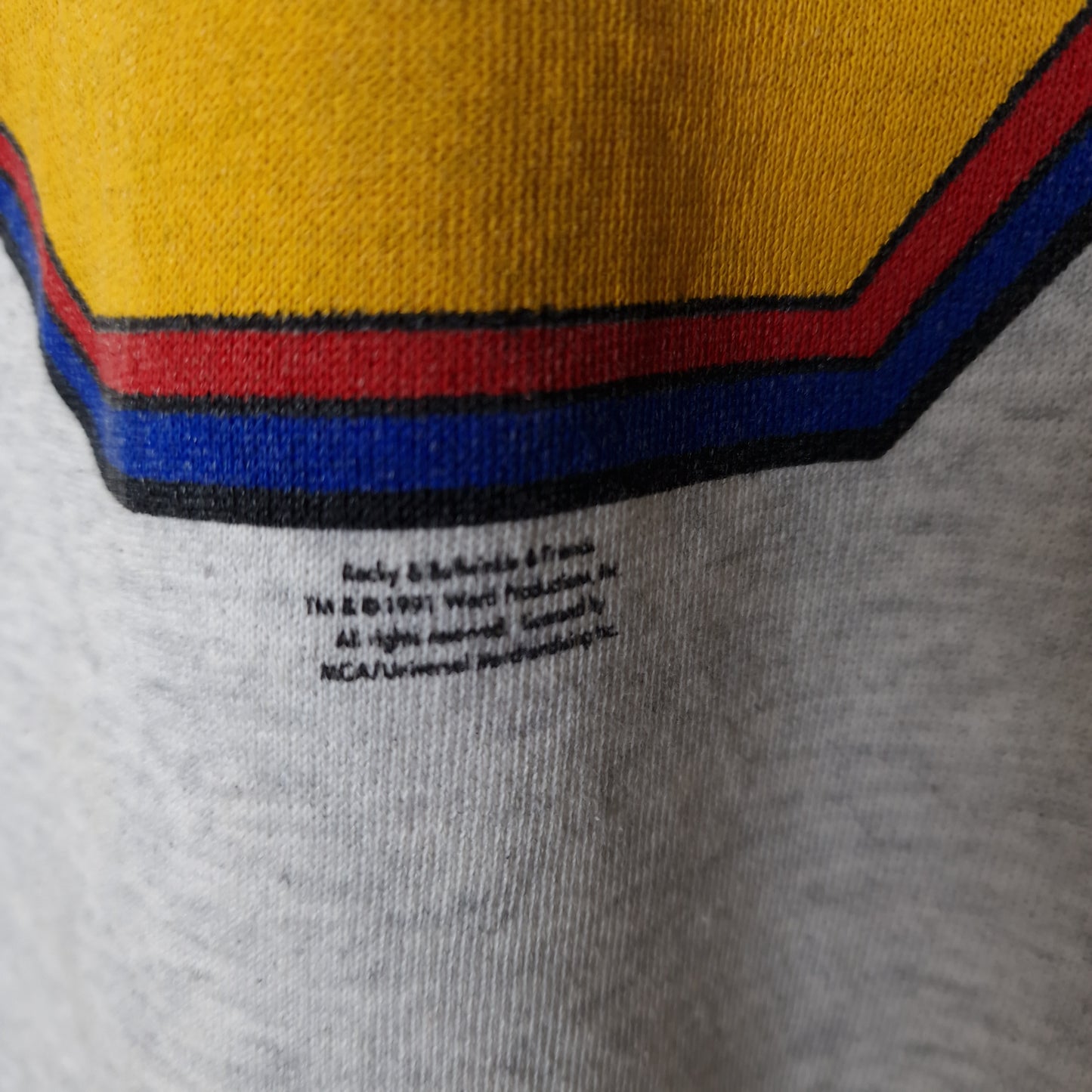 Vintage 1991 Wossamotta Rocky and Bullwinker sweatshirt in grey - large