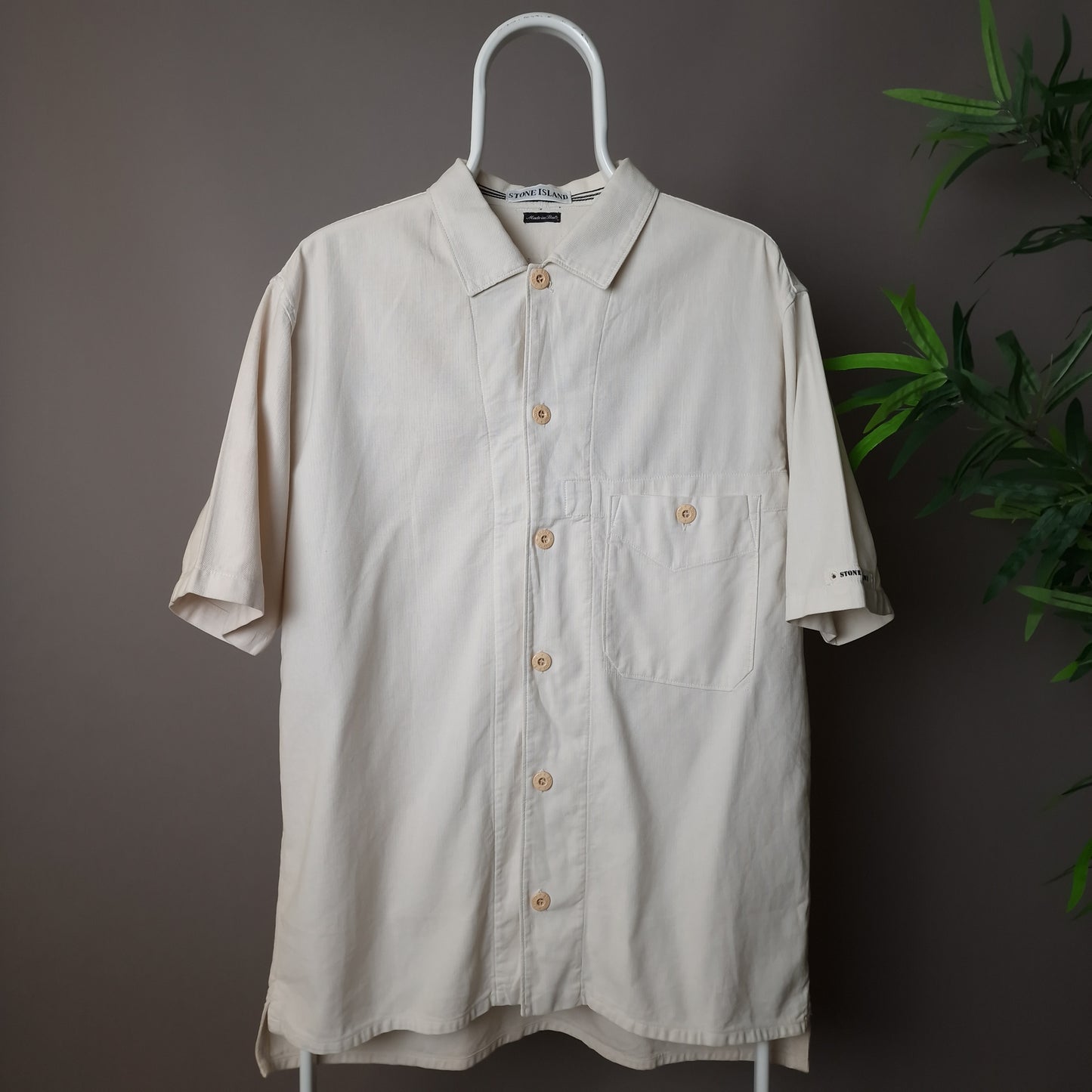 Vintage Stone Island short sleeve shirt in cream - large