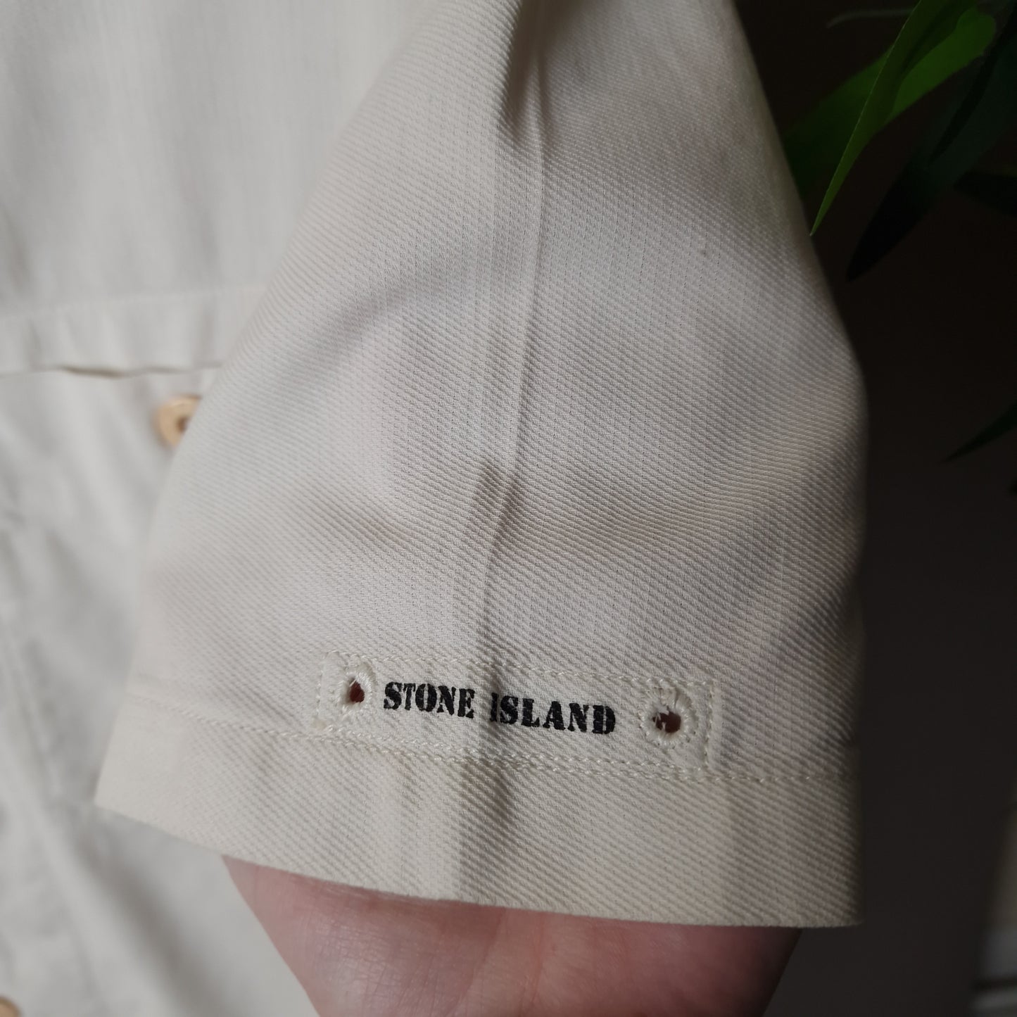 Vintage Stone Island short sleeve shirt in cream - large