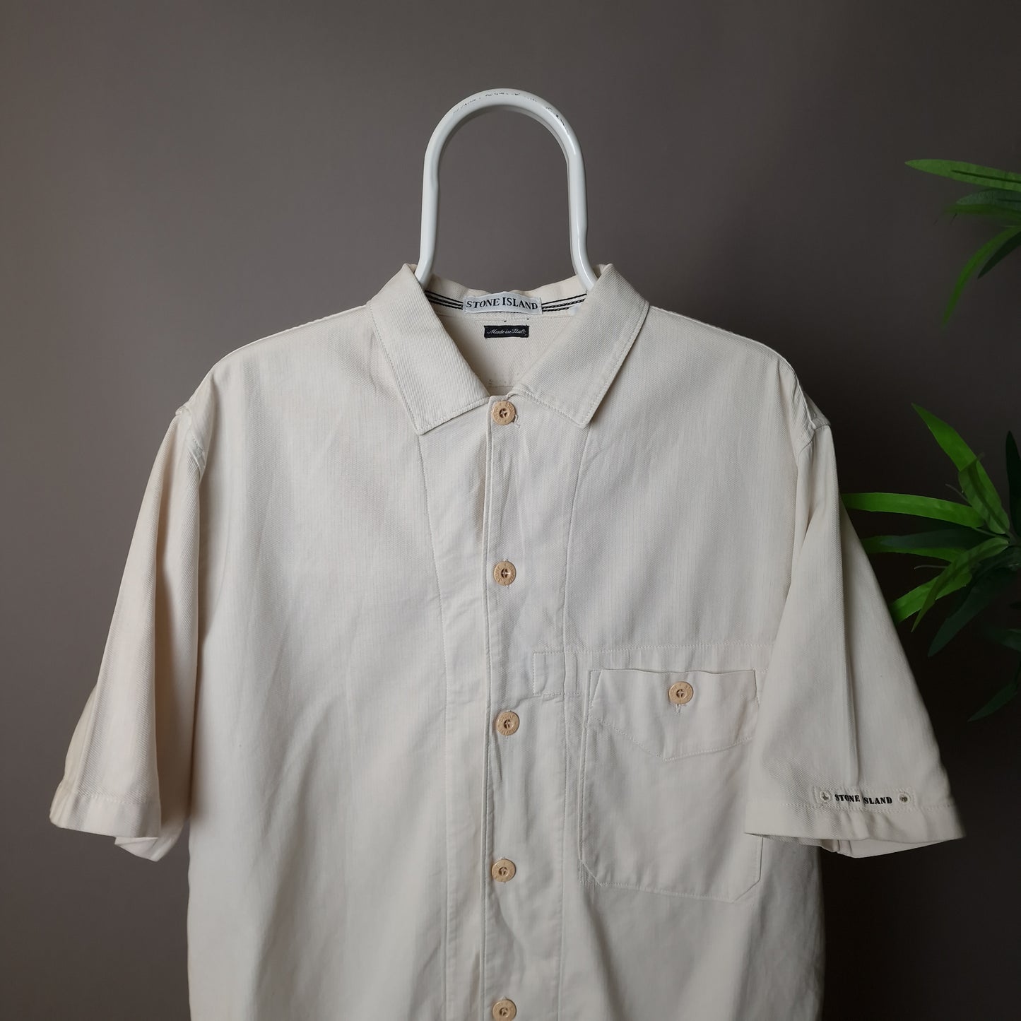 Vintage Stone Island short sleeve shirt in cream - large