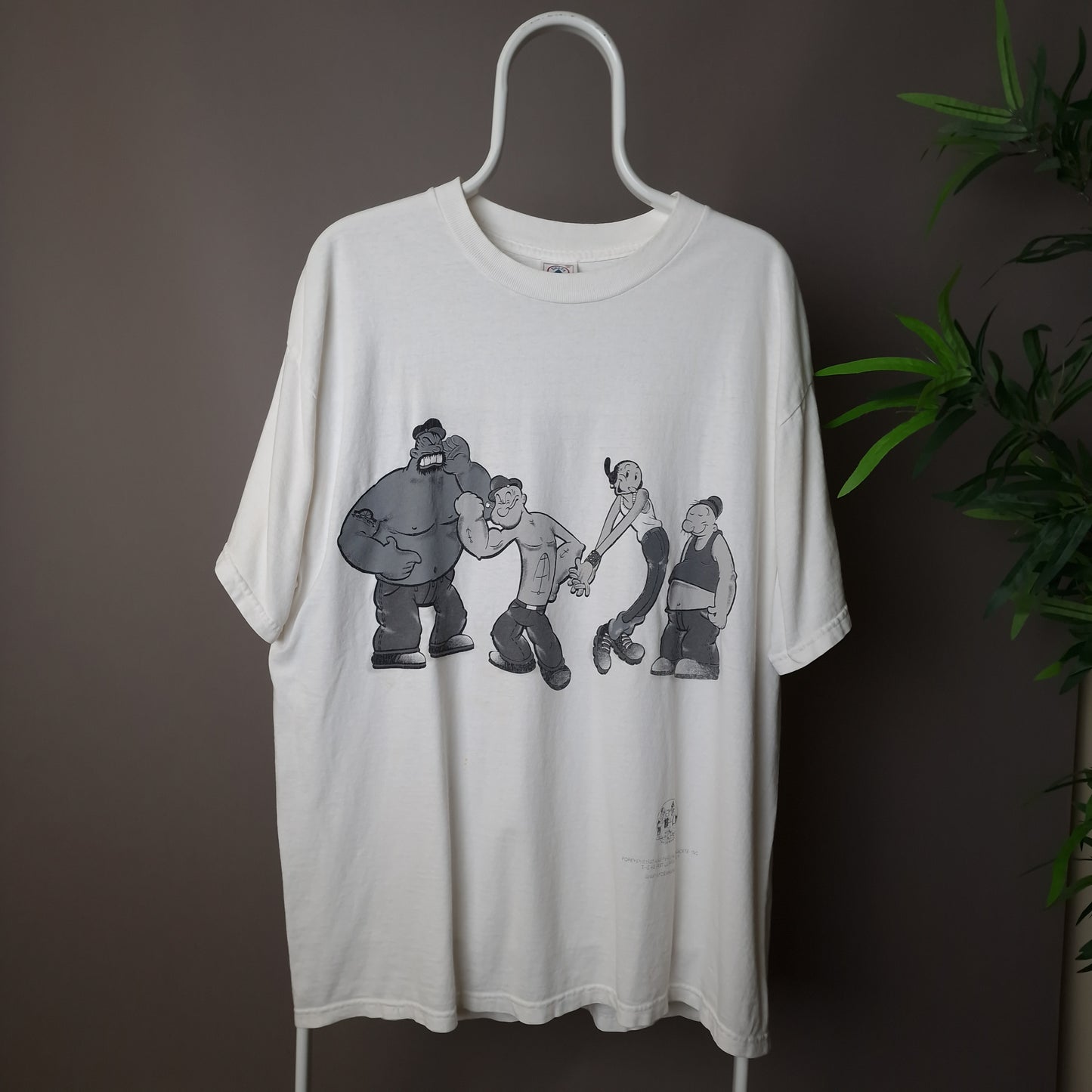 1997 Popeye the sailor graphic t-shirt in white - XL