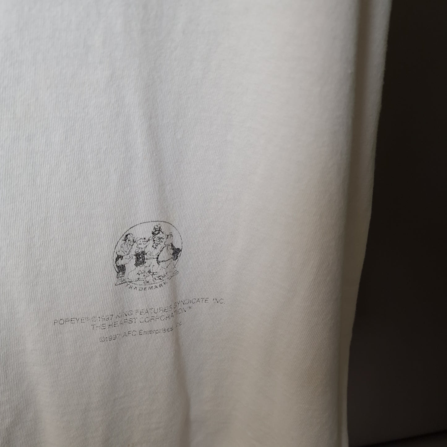 1997 Popeye the sailor graphic t-shirt in white - XL