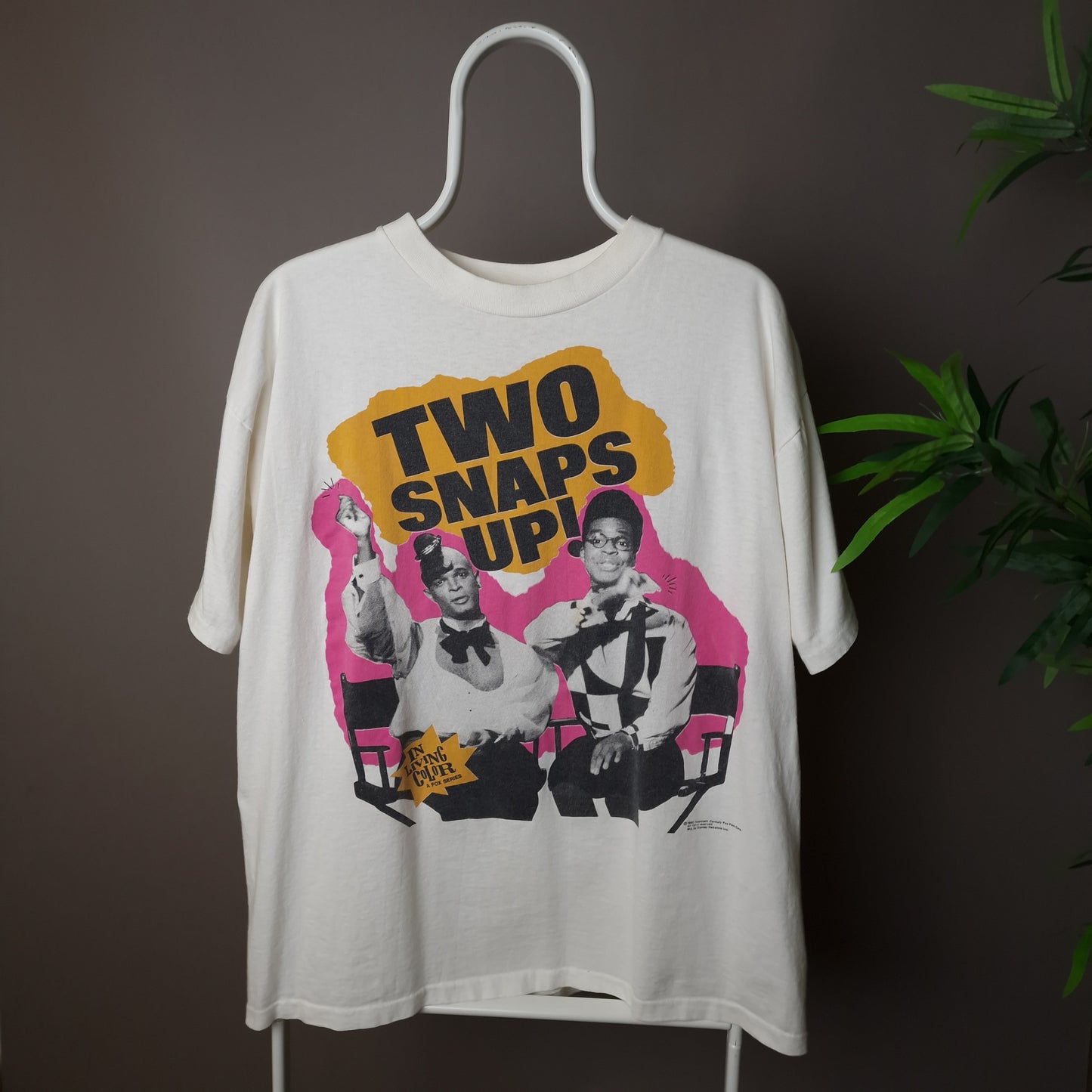 1990 in living color two snaps up single stitch promo t-shirt in white - XL