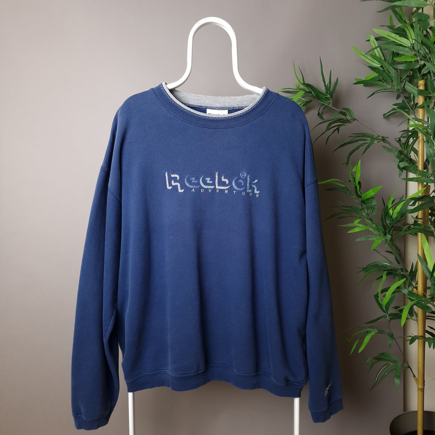 90s Rebook spellout sweatshirt in blue -XXL