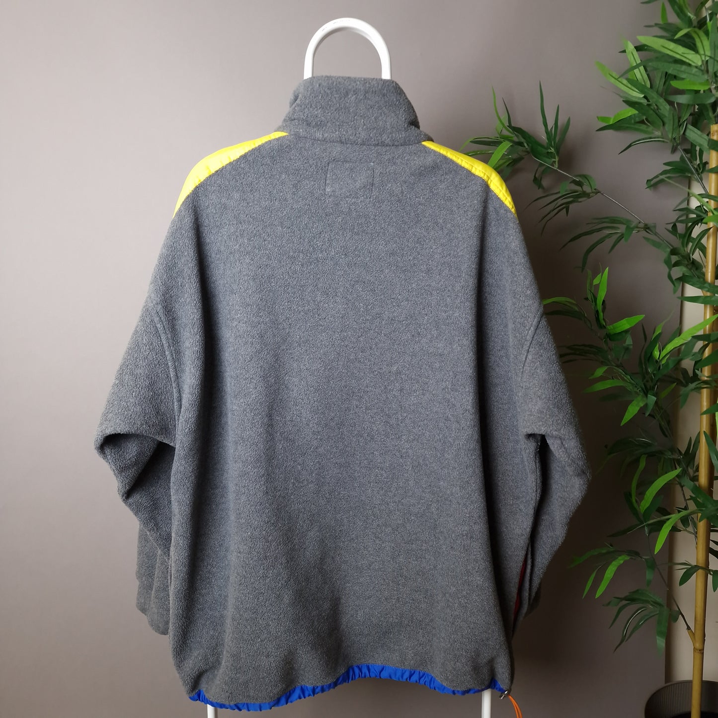 90s colourblock Samas fleece in grey, yellow, red, blue and orange - XL