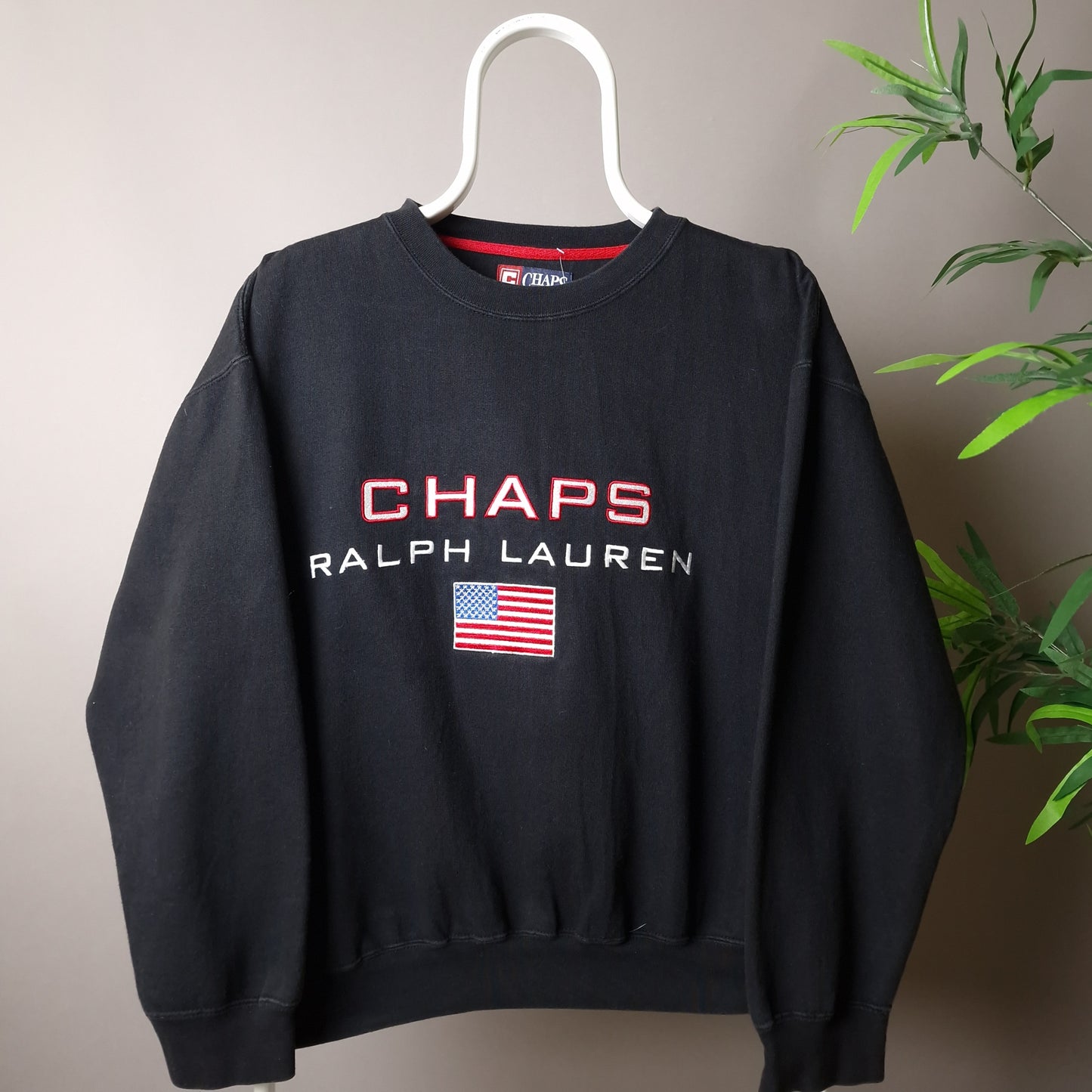 Vintage Chaps Ralph Lauren sweatshirt in black - small
