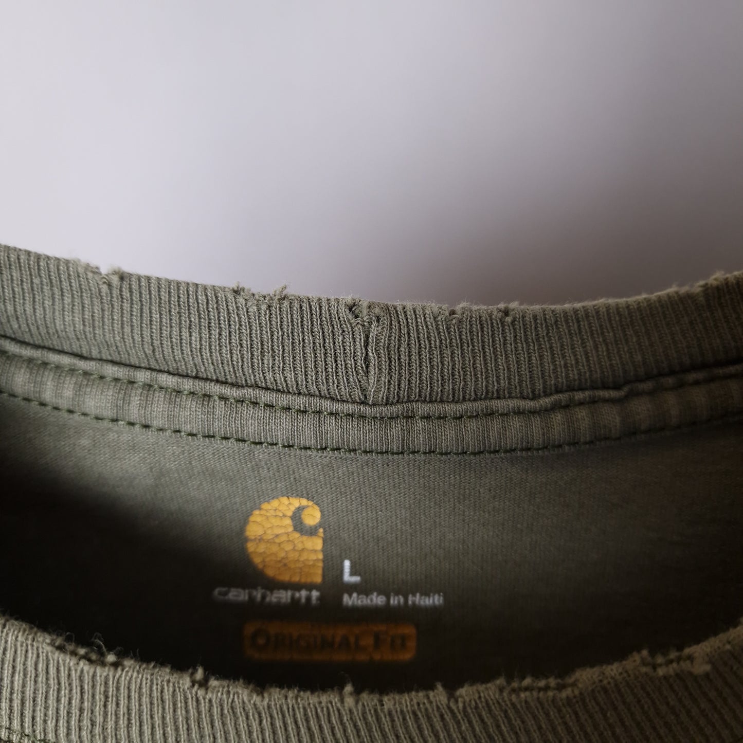 Vintage Carhartt long sleeve t-shirt in khaki green - large