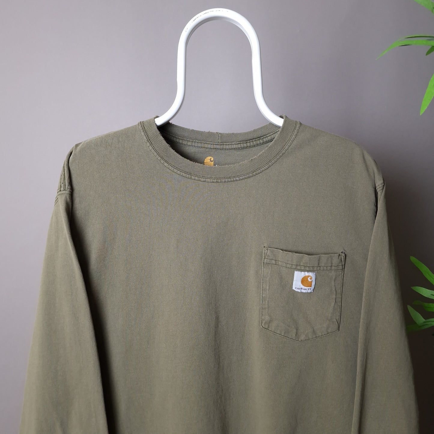 Vintage Carhartt long sleeve t-shirt in khaki green - large