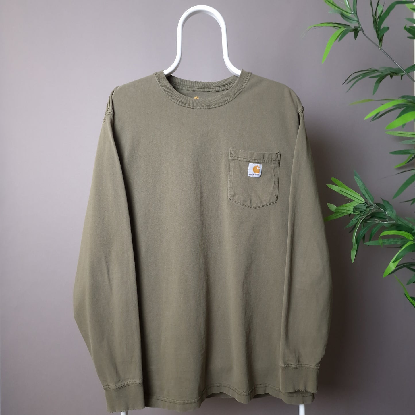Vintage Carhartt long sleeve t-shirt in khaki green - large
