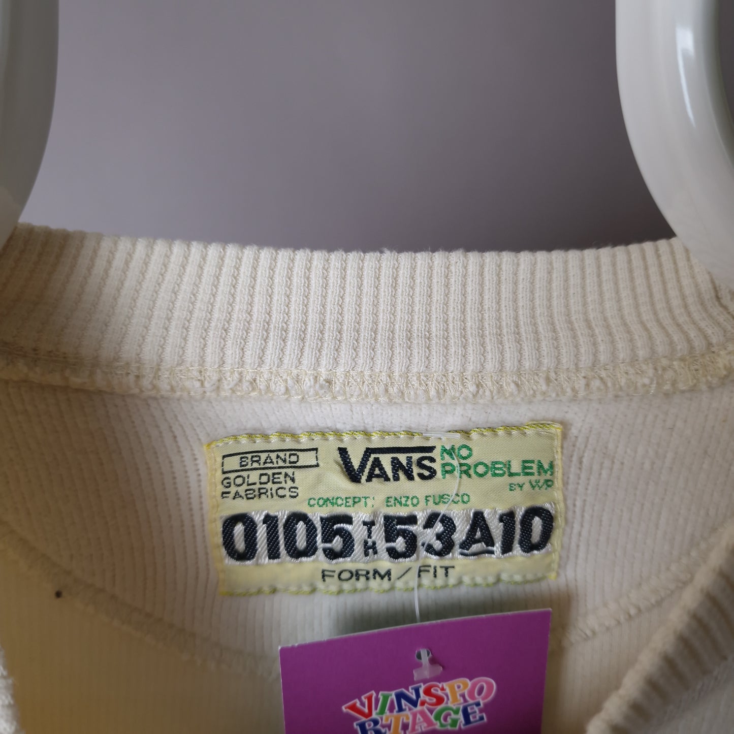 Rare 90s Vans sweatshirt in cream - medium