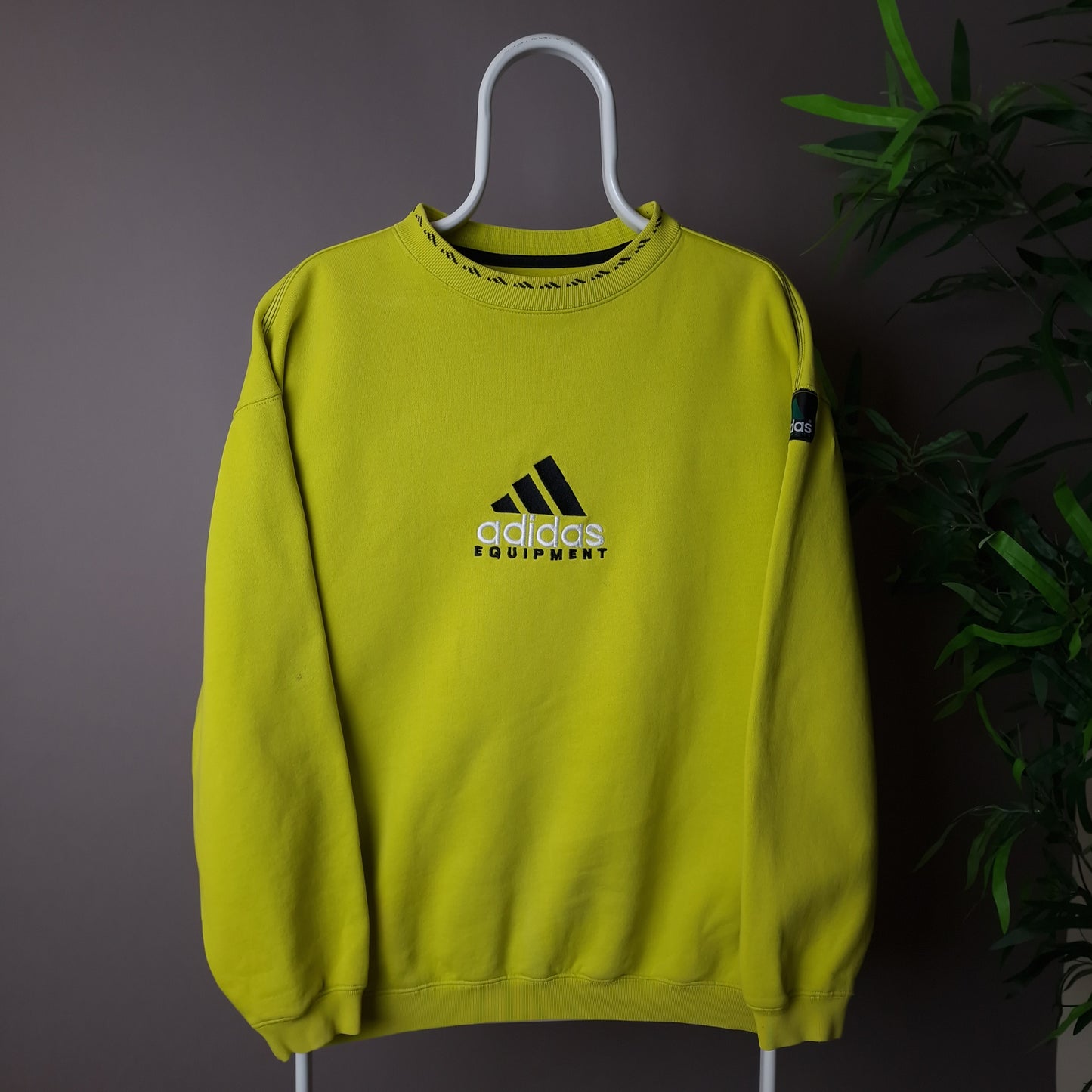 Vintage Adidas Equipment sweatshirt in lime green - large