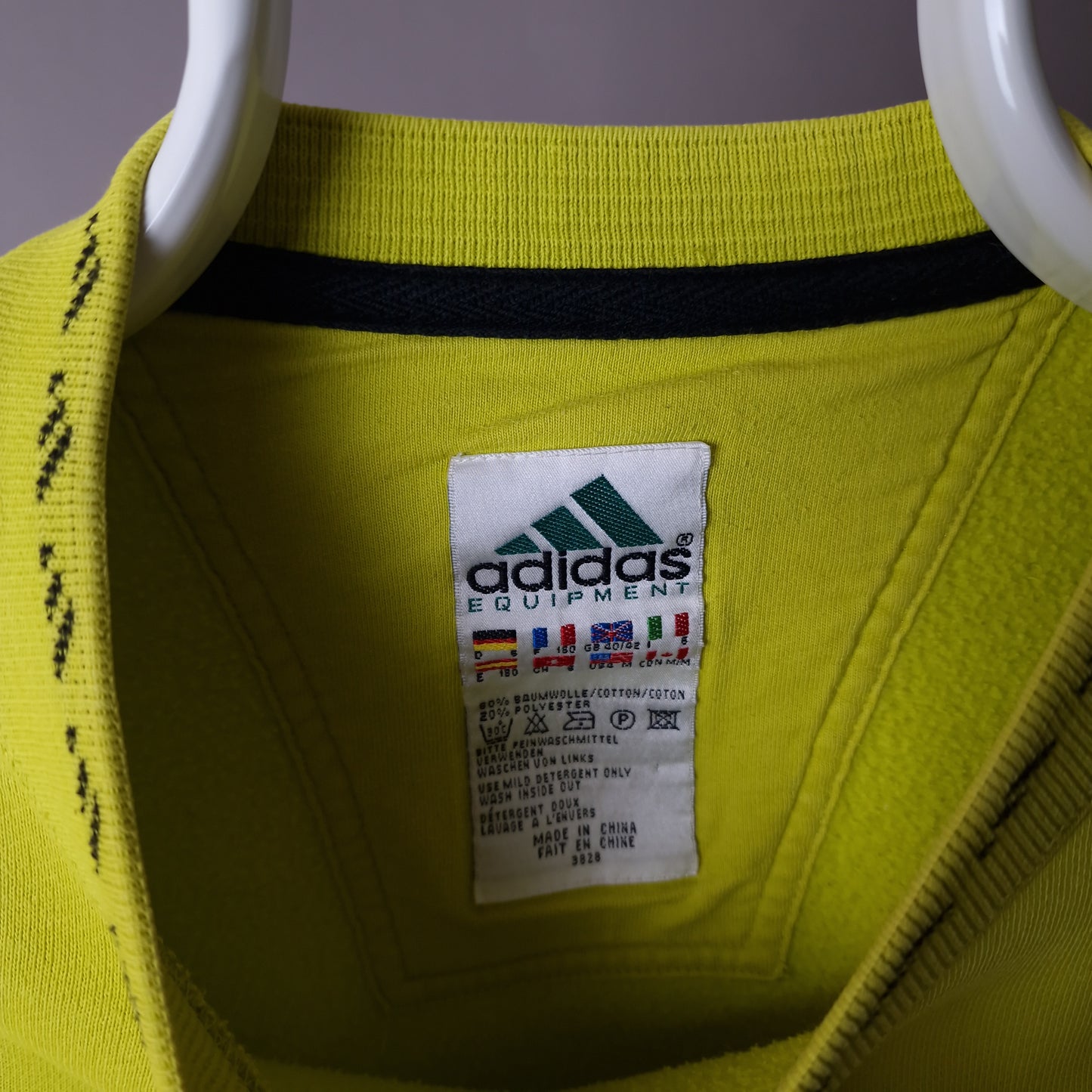 Vintage Adidas Equipment sweatshirt in lime green - large