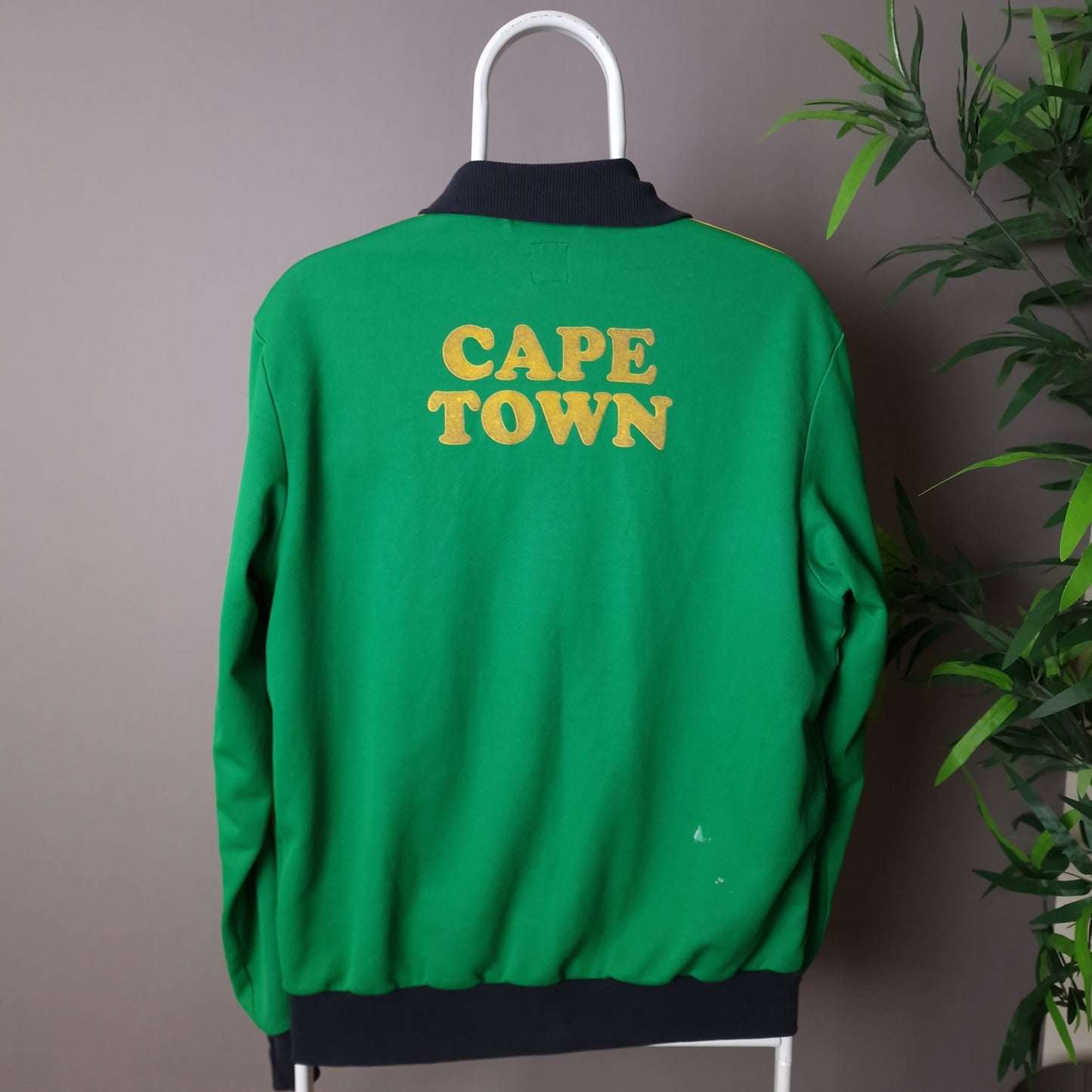 Vintage Adidas Cape Town track jacket in green and yellow - large