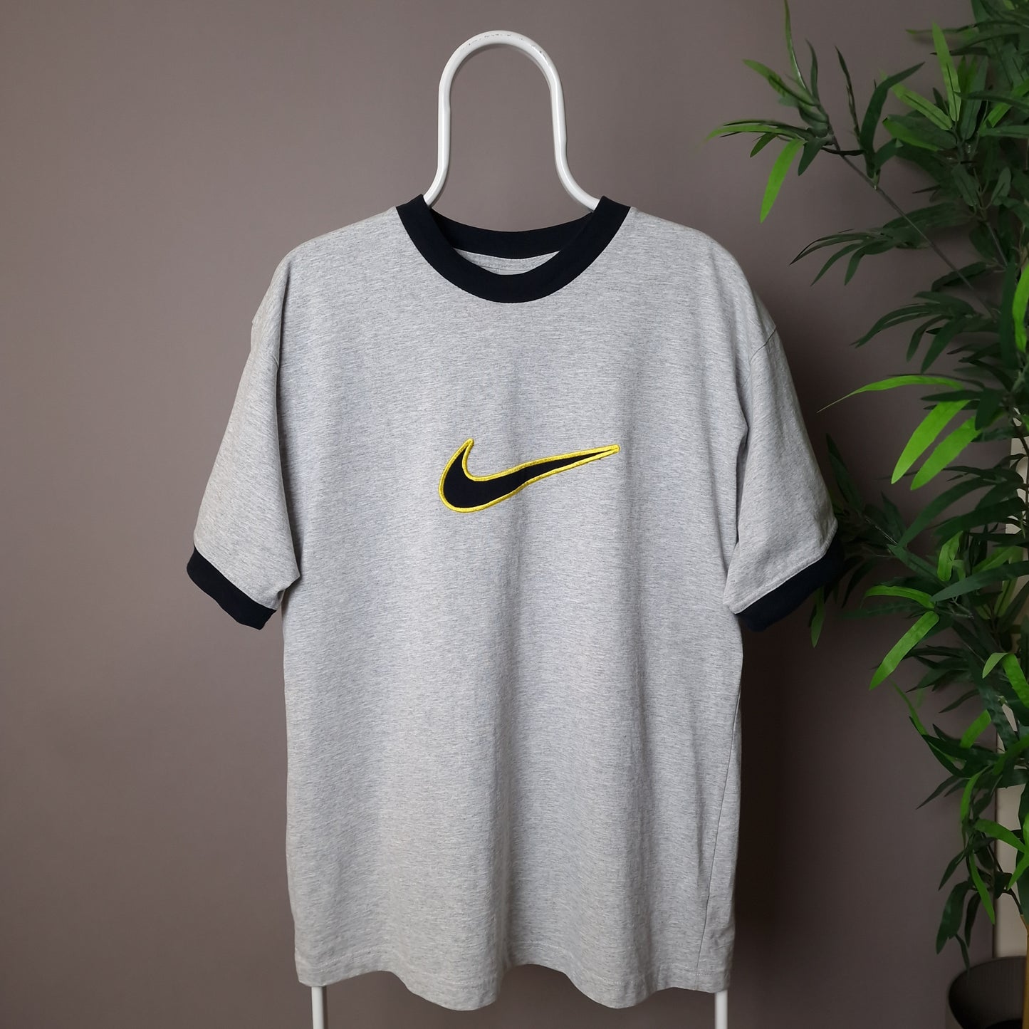 90s Nike heavyweight embroidered ringer t-shirt - Large