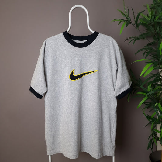 90s Nike heavyweight embroidered ringer t-shirt - Large