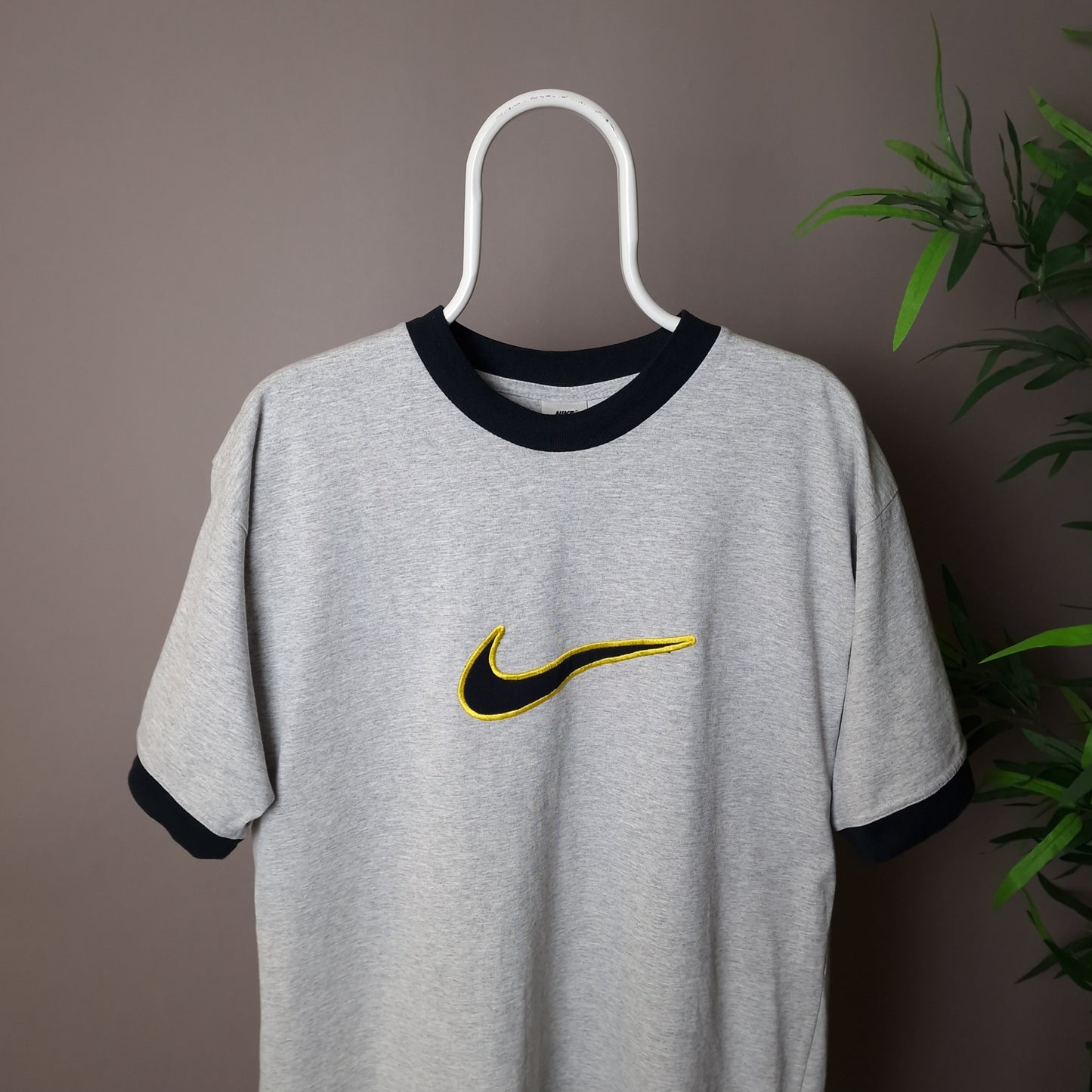 90s Nike heavyweight embroidered ringer t-shirt - Large