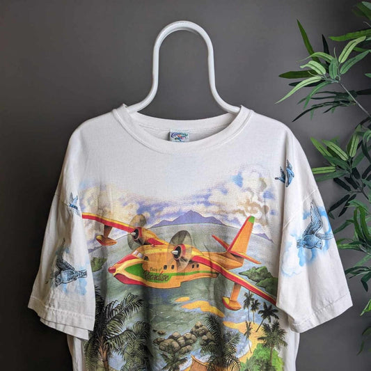 Vintage birds of paradise graphic t-shirt - XXL