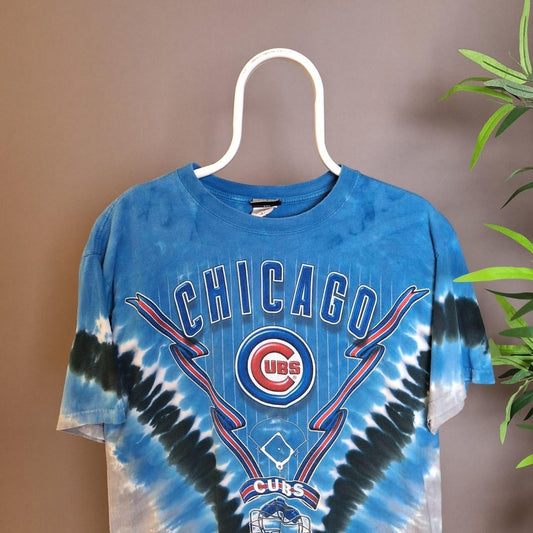 Vintage Chicago Cubs liquid blue tie dye t-shirt - large