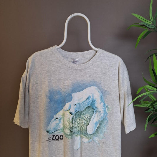 vintage wildlife graphic t-shirt in grey - XL