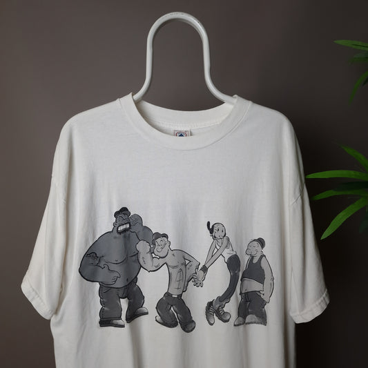 1997 Popeye the sailor graphic t-shirt in white - XL