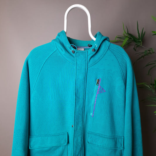 Vintage Nike ACG patterned hoodie in turquoise blue - large