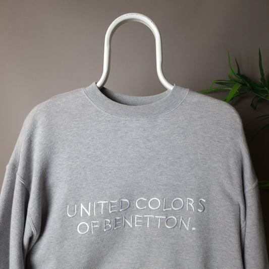 Vintage United Colors Of Benetton sweatshirt in grey - medium