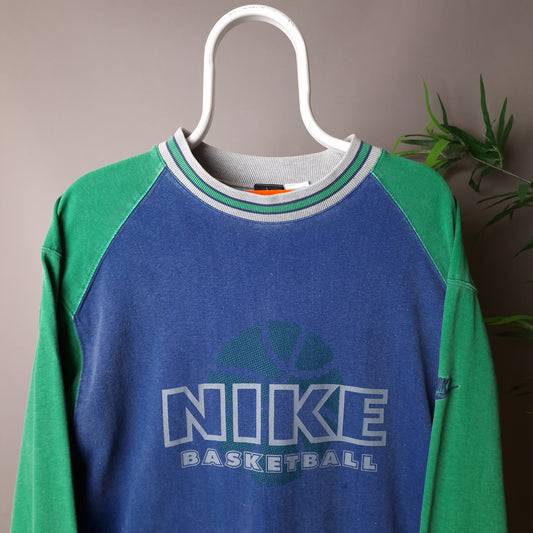 90s Nike Basketball lightweight sweatshirt in green and blue - medium