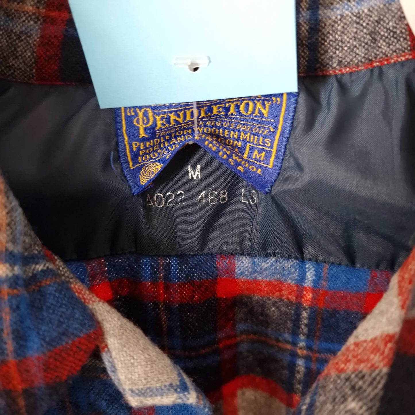 Vintage Pendleton shirt in blue grey and red - medium