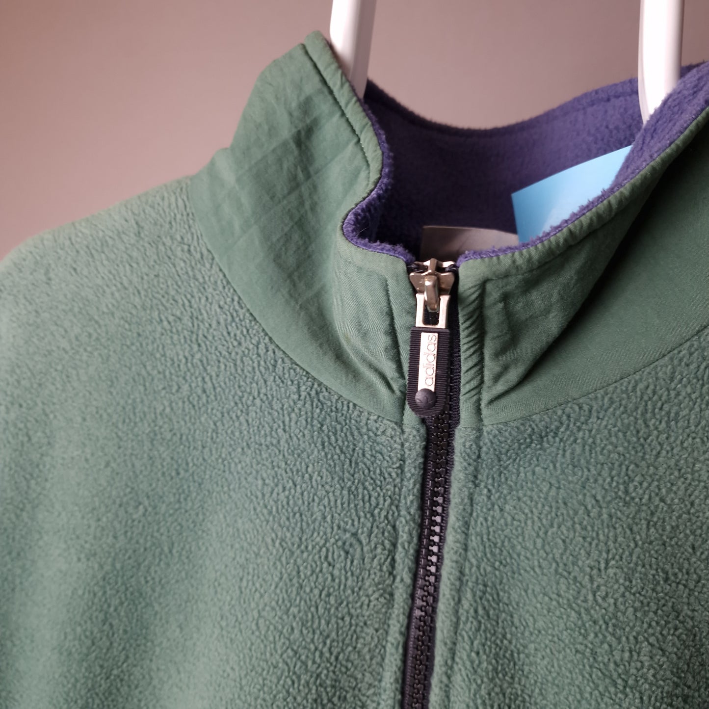 Vintage 90s Adidas fleece in green blue and cream - XL