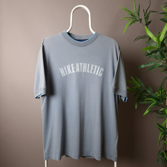 Vintage Nike Athletic t-shirt in grey and baby blue - large