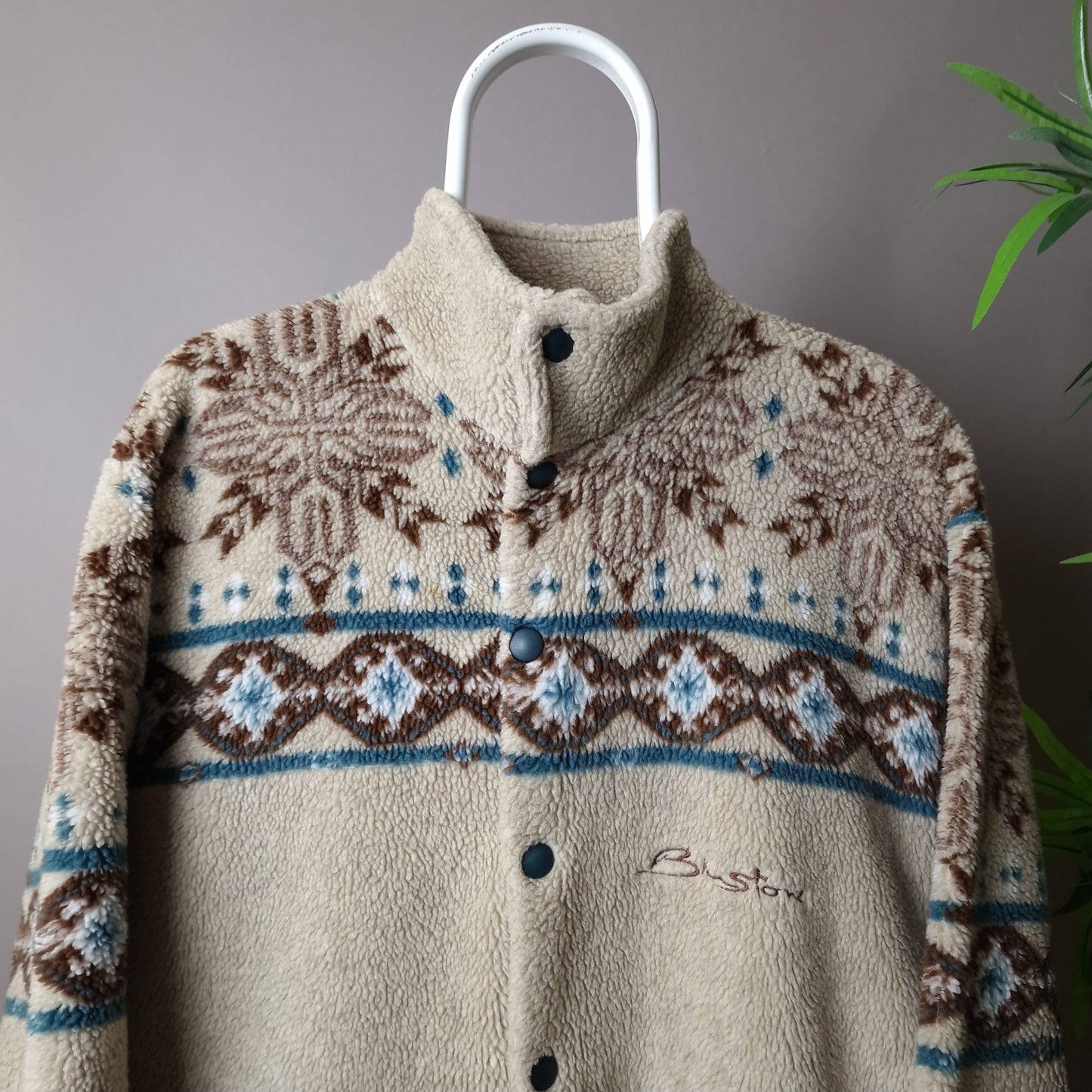 Vintage button up fleece in cream - small