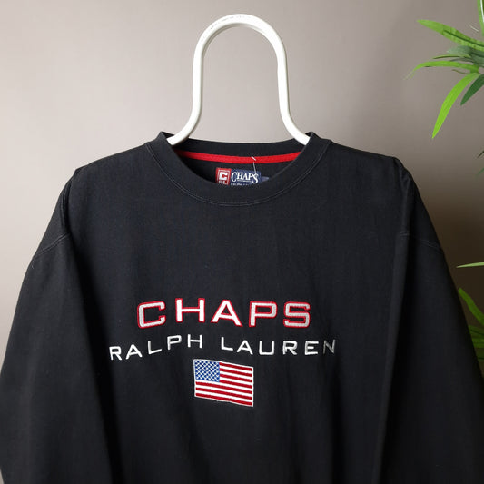 Vintage Chaps Ralph Lauren sweatshirt in black - small