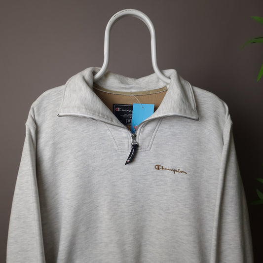 Vintage Champion 1/4 zip sweatshirt in grey - medium