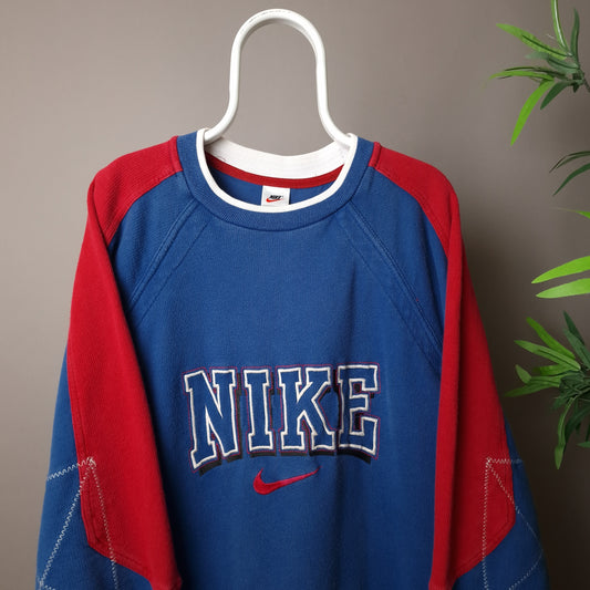 Vintage Nike sweatshirt in blue and red - XL