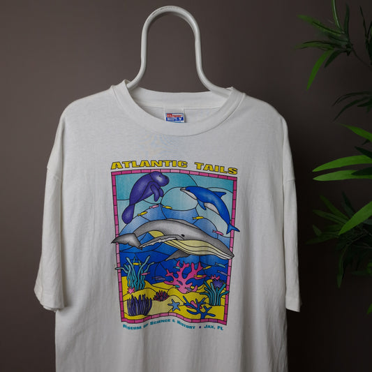 Vintage Atlantic tales graphic t-shirt in white - XXL