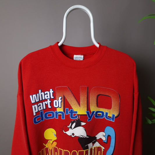 Vintage Looney Tunes sweatshirt in red - XL