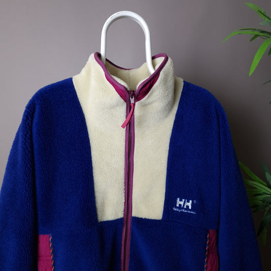 Vintage Helly Hansen fleece jacket in blue and pink - XL