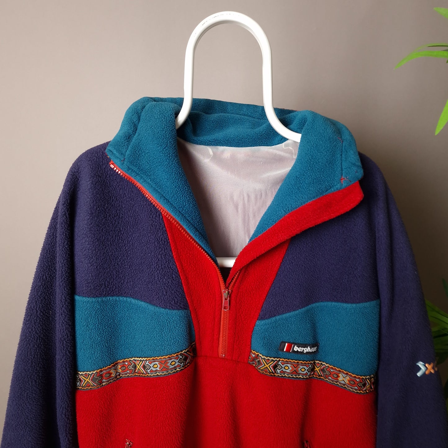 Vintage Berghaus 1/4 zip XTC fleece in red and blue - XL