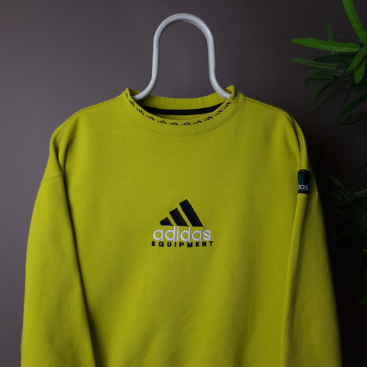 Vintage Adidas Equipment sweatshirt in lime green - large