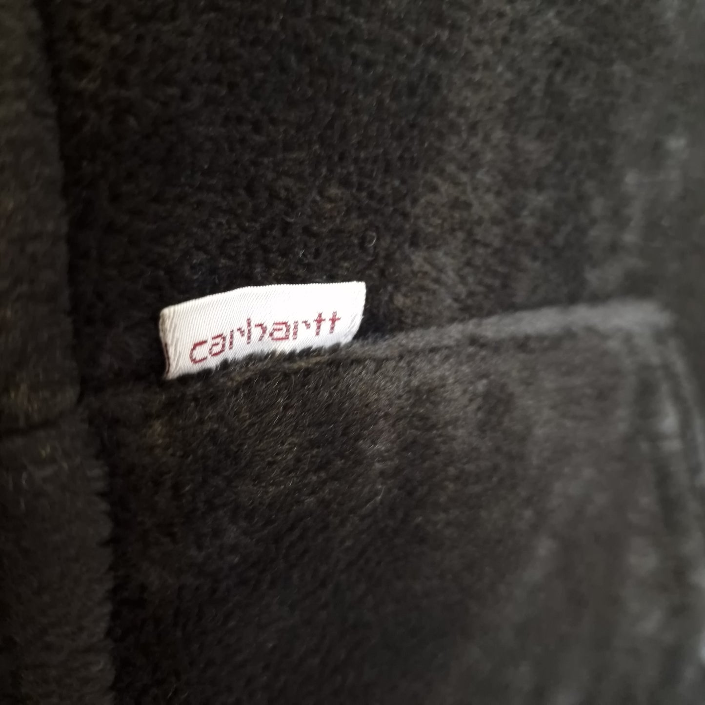 Vintage Carhartt velour hoodie in black and red - XS