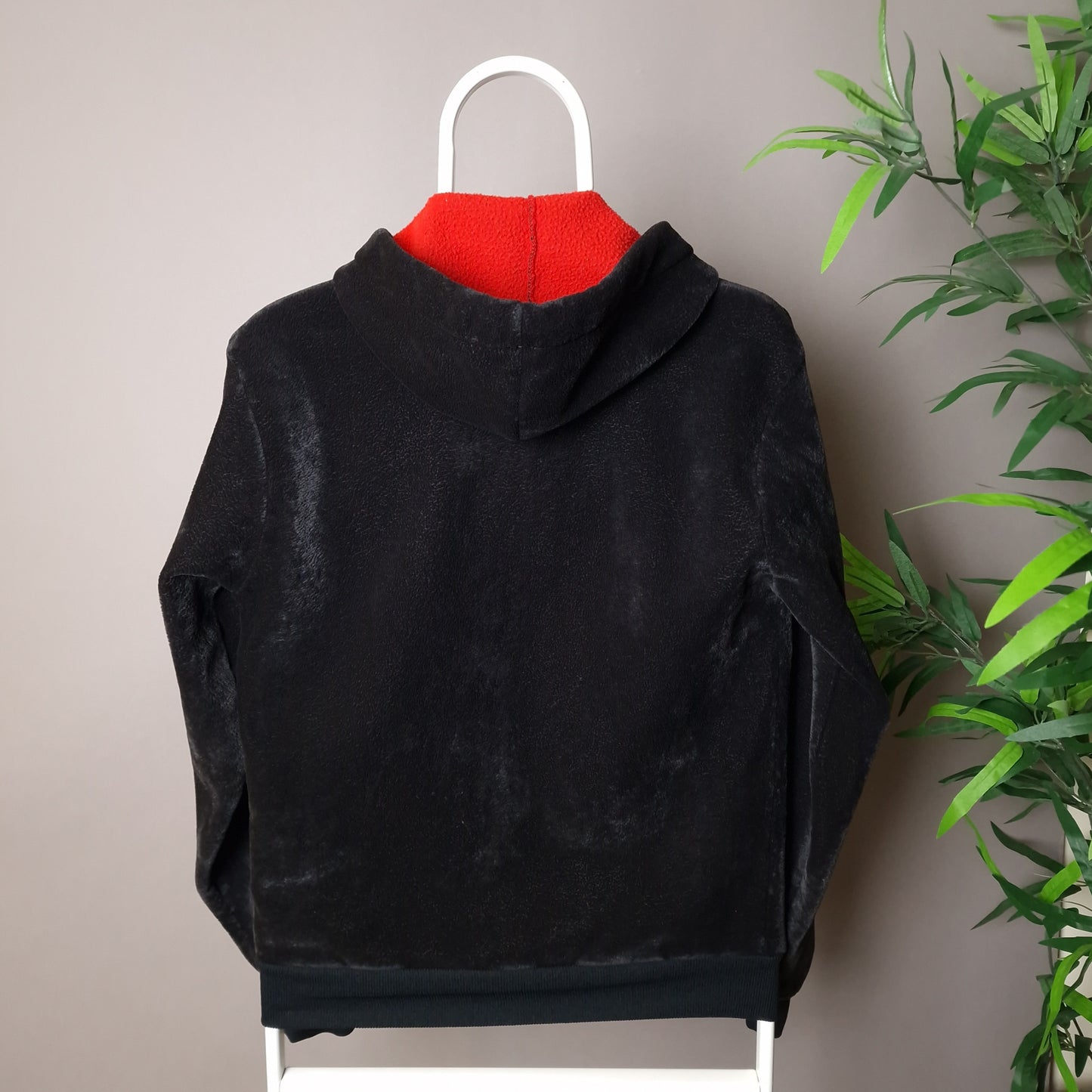 Vintage Carhartt velour hoodie in black and red - XS