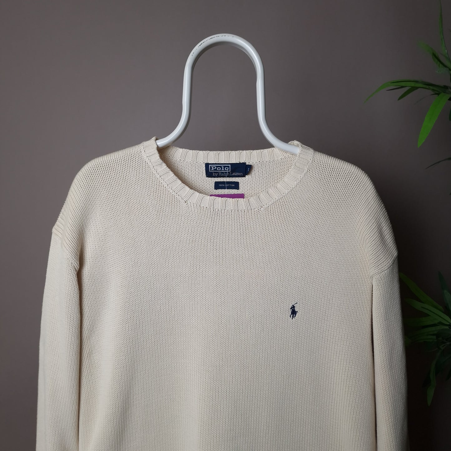 Vintage Ralph Lauren chunky knitted jumper in cream - Large