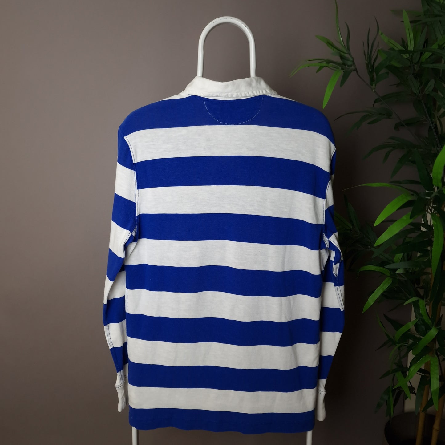 Vintage Ralph Lauren striped rugby shirt in blue and white - small