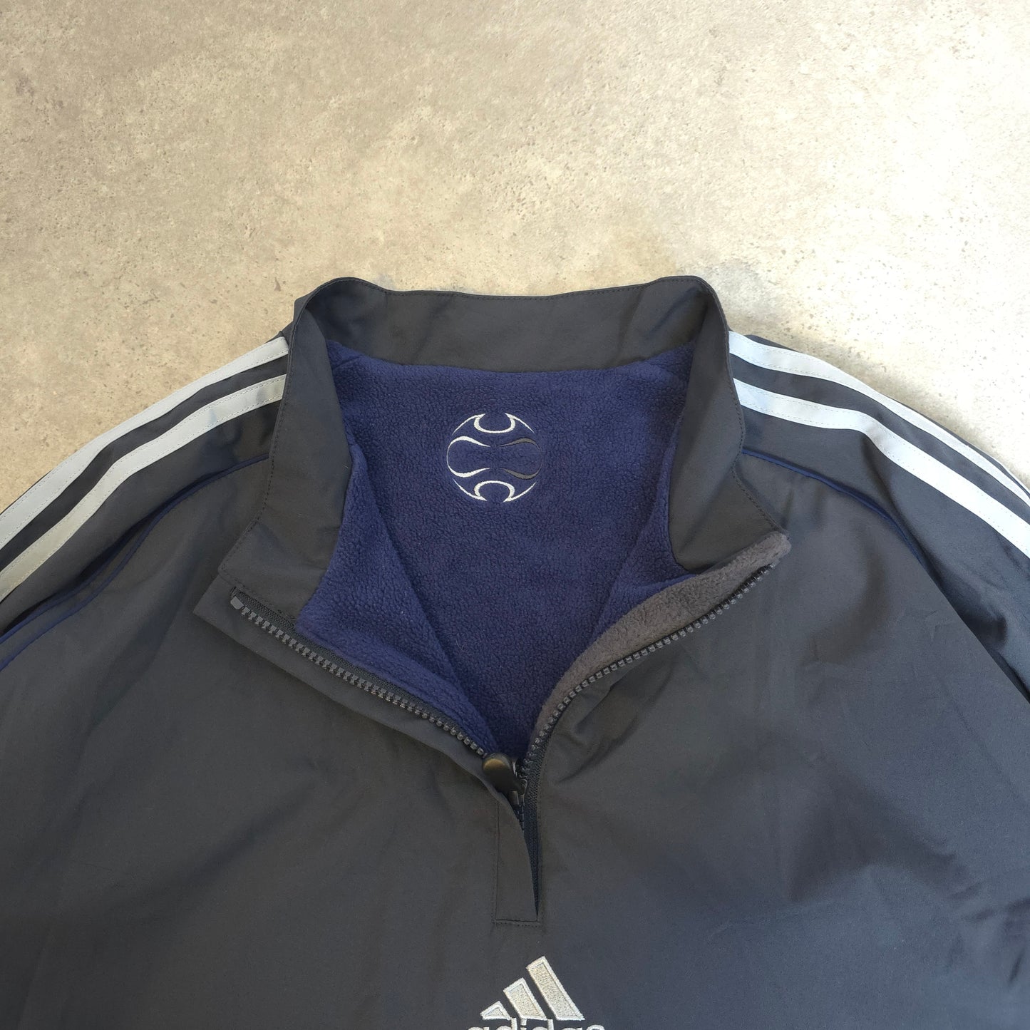 vintage Adidas climawarm reversible fleece jacket in grey and blue - XL