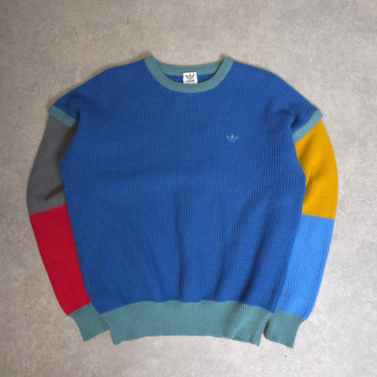Rare vintage Adidas jumper in blue, yellow and red - small/medium
