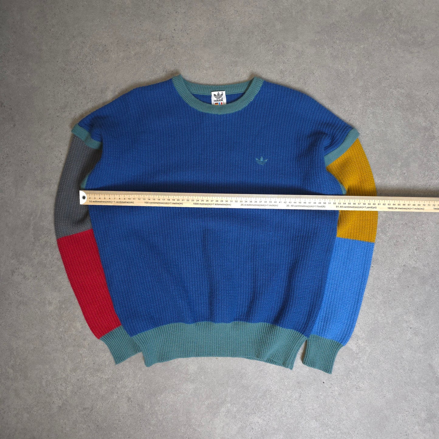 Rare vintage Adidas jumper in blue, yellow and red - small/medium