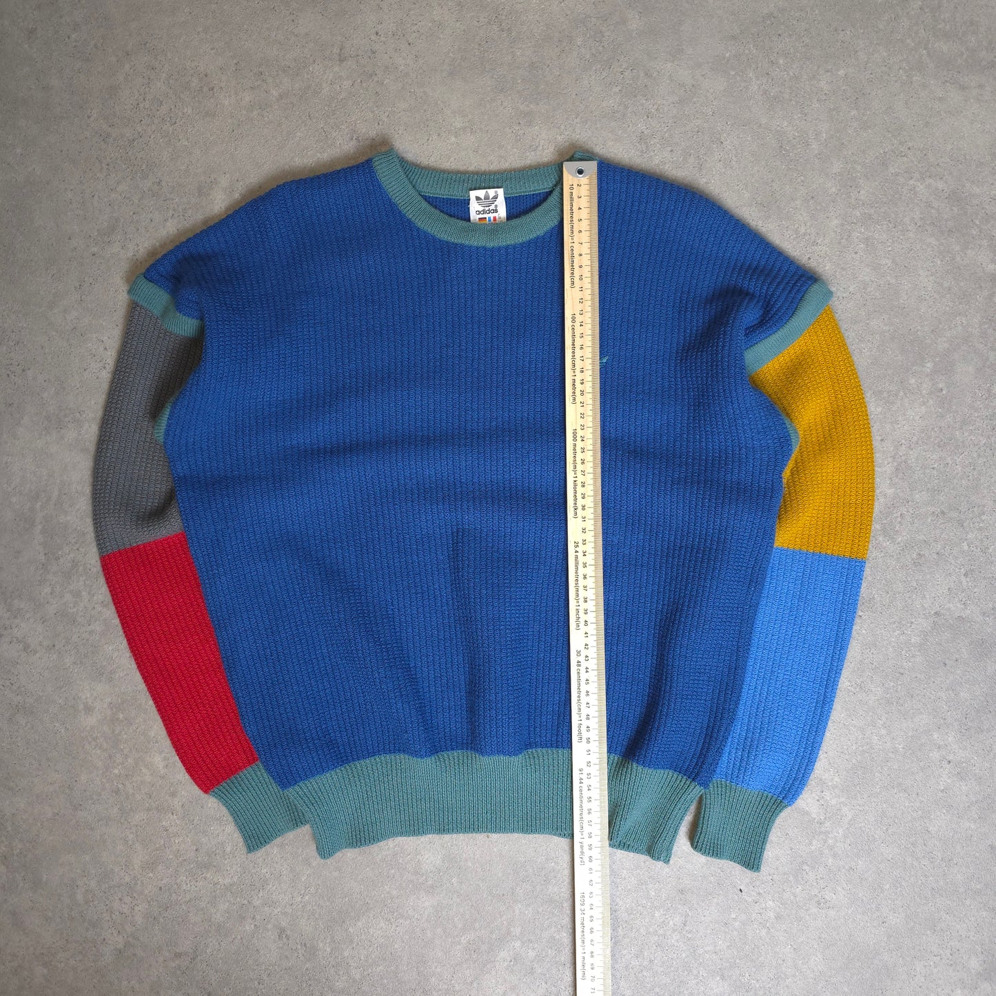 Rare vintage Adidas jumper in blue, yellow and red - small/medium