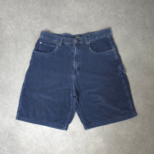 vintage corduroy baggy carpenter shorts in blue - 36 inch waist