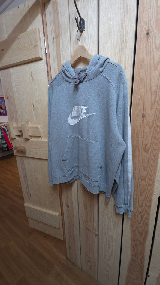 vintage 00s nike spellout hoodie in grey boxy fit - large