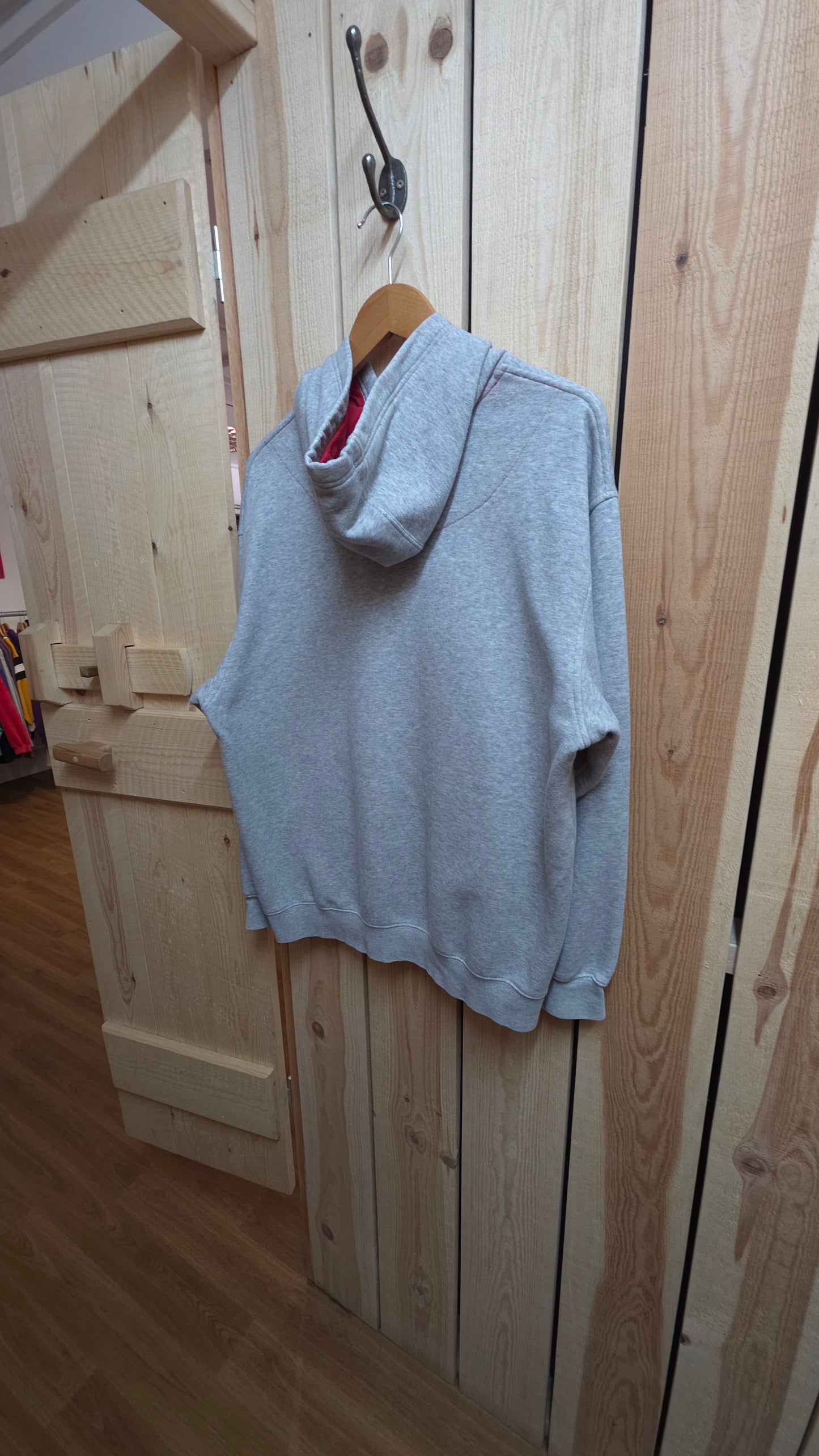 vintage 00s Nike spellout hoodie in grey and red - medium